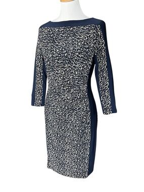 Lauren Ralph Lauren contrast panel side ruched stretch jersey dress